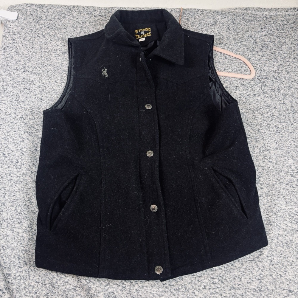 Wyoming Traders Vest Womens XL Black 100% Wool Western Cowgirl Ranch Western Zip